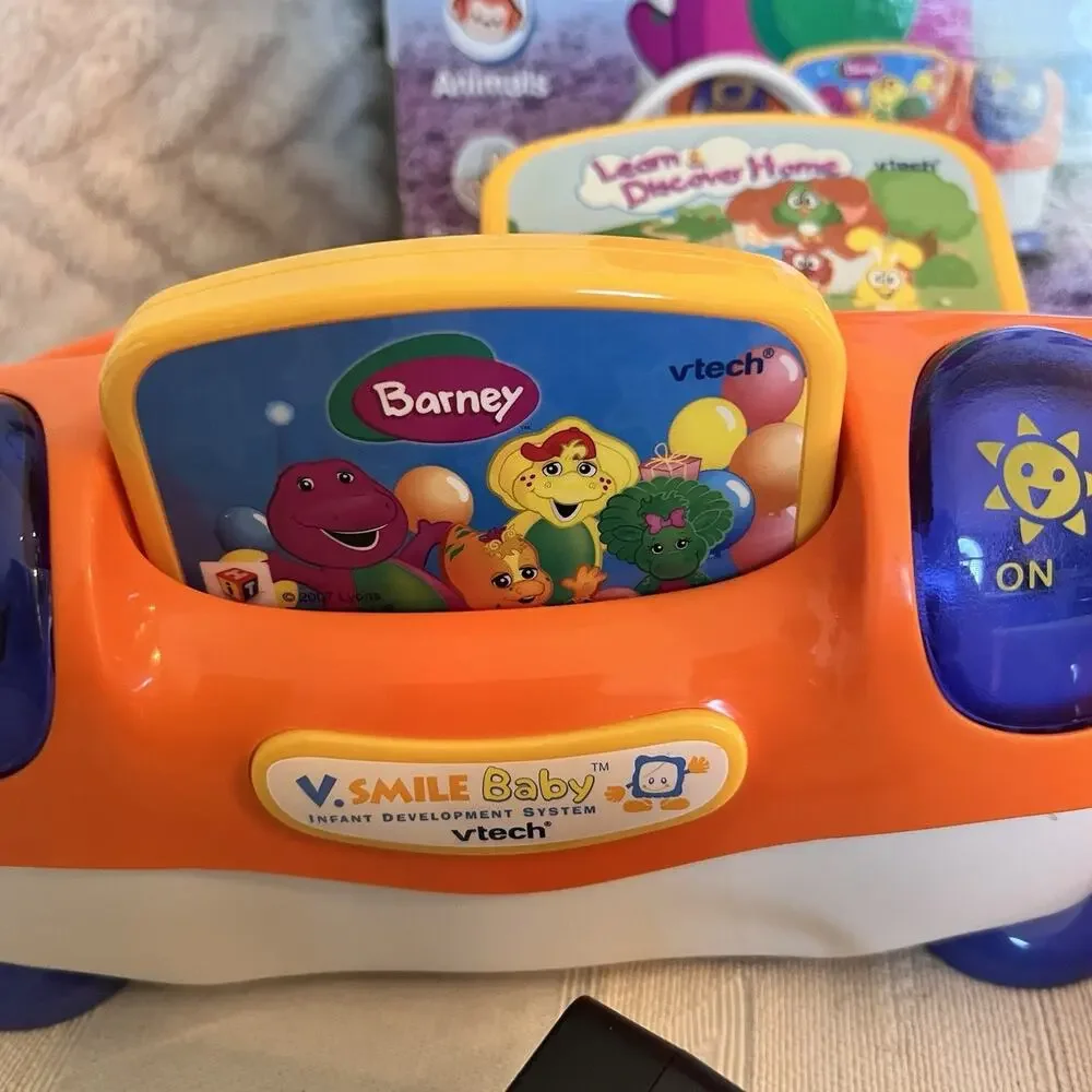 VTech V.Smile Baby Development System Barney & Learn Discover 2 Cartridges WORKS
